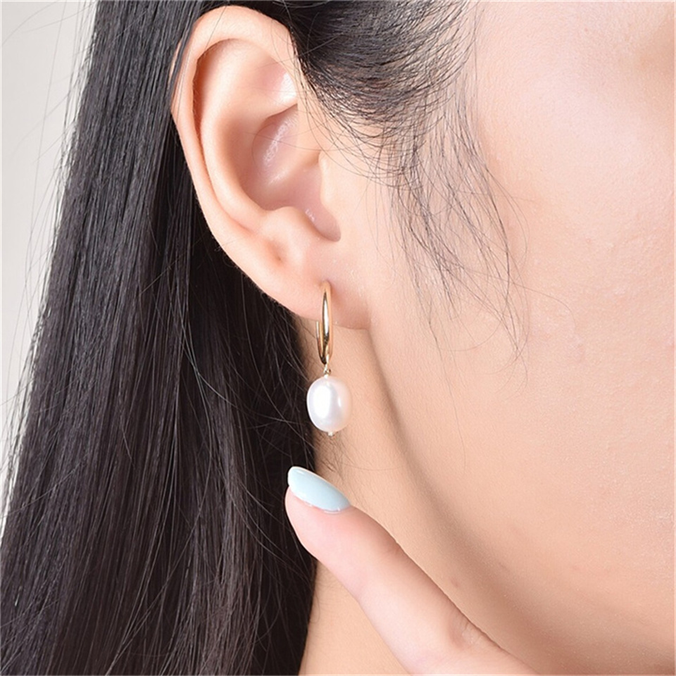 1 Pair Elegant Lady Baroque Style Round 304 Stainless Steel Freshwater Pearl 14K Gold Plated Rose Gold Plated Silver Plated Drop Earrings display picture 8