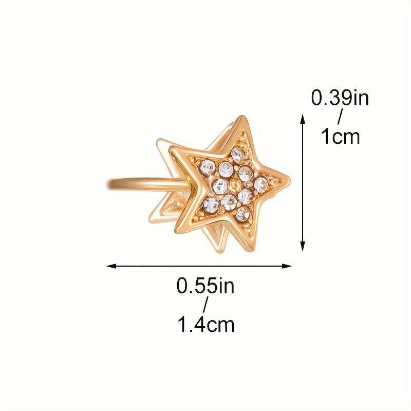 1 Piece Elegant Simple Style Pentagram Plating Inlay Alloy Rhinestones Gold Plated Silver Plated Ear Cuffs display picture 1