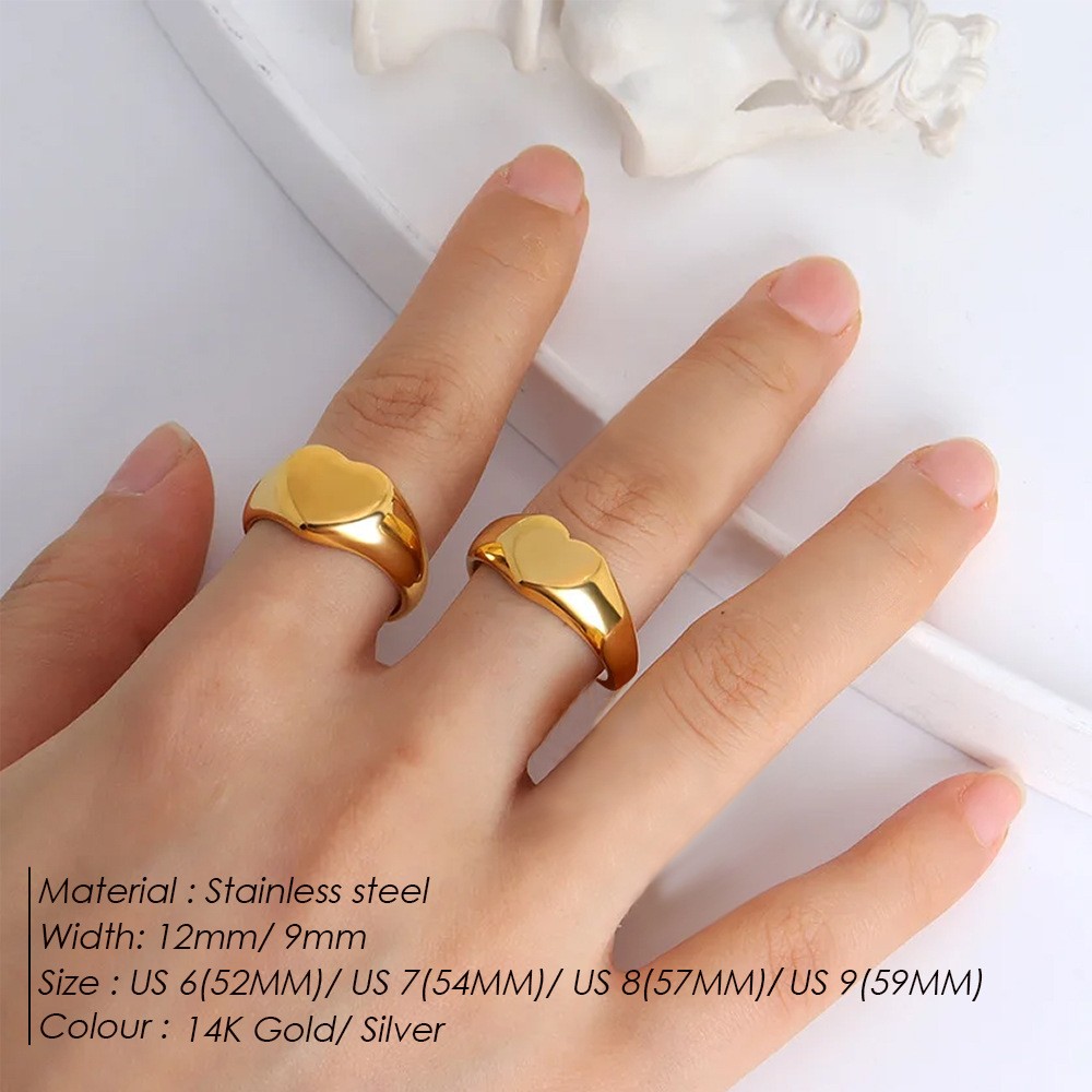 316 Stainless Steel  14K Gold Plated Classic Style Heart Shape Solid Color Rings display picture 1