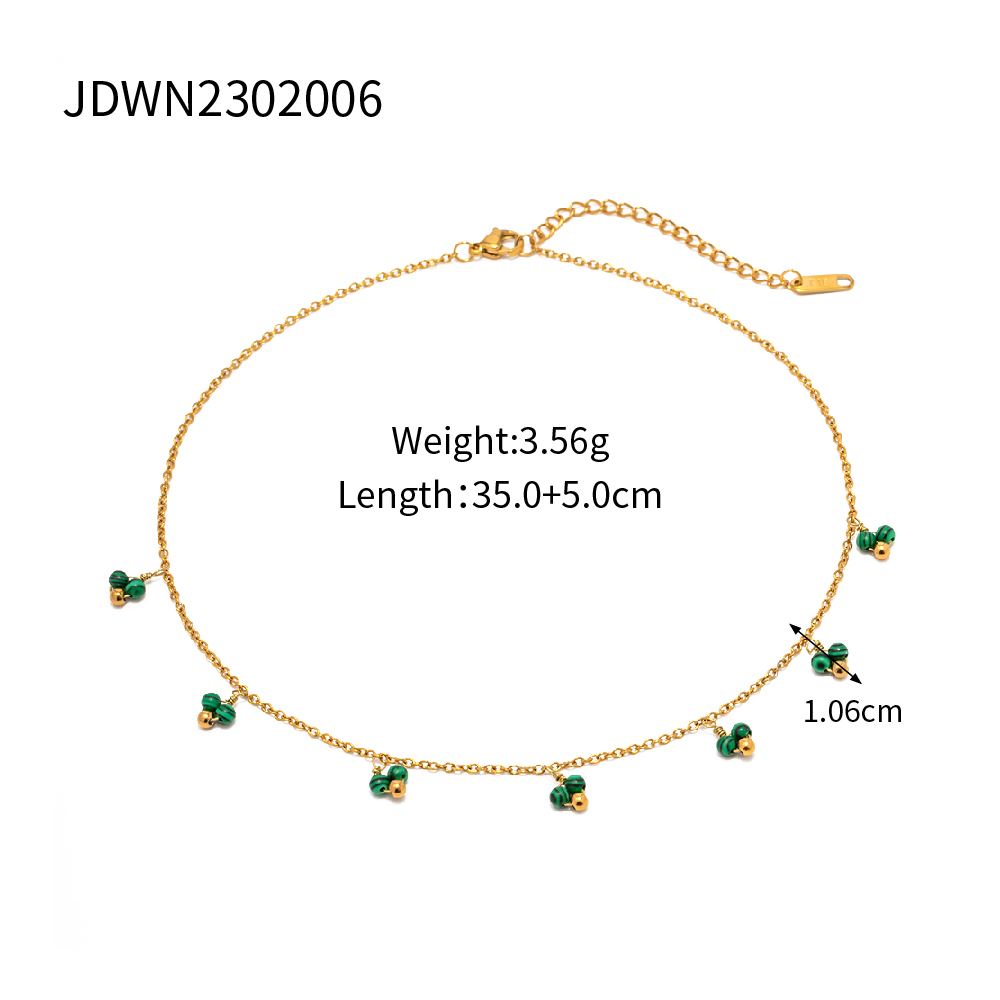 304 Stainless Steel Malachite 18K Gold Plated Simple Style Classic Style Plating Solid Color Necklace display picture 2