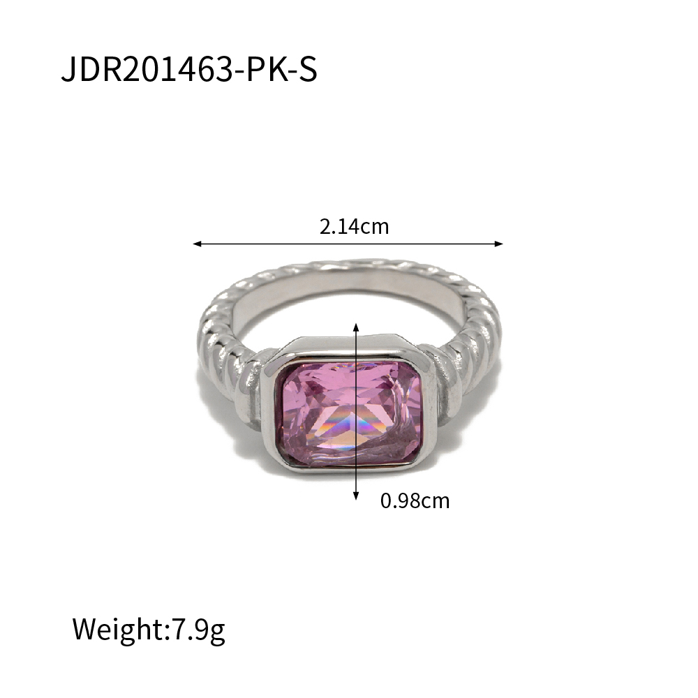 Simple Style Classic Style Rectangle 316 Stainless Steel  Zircon Rings In Bulk display picture 2