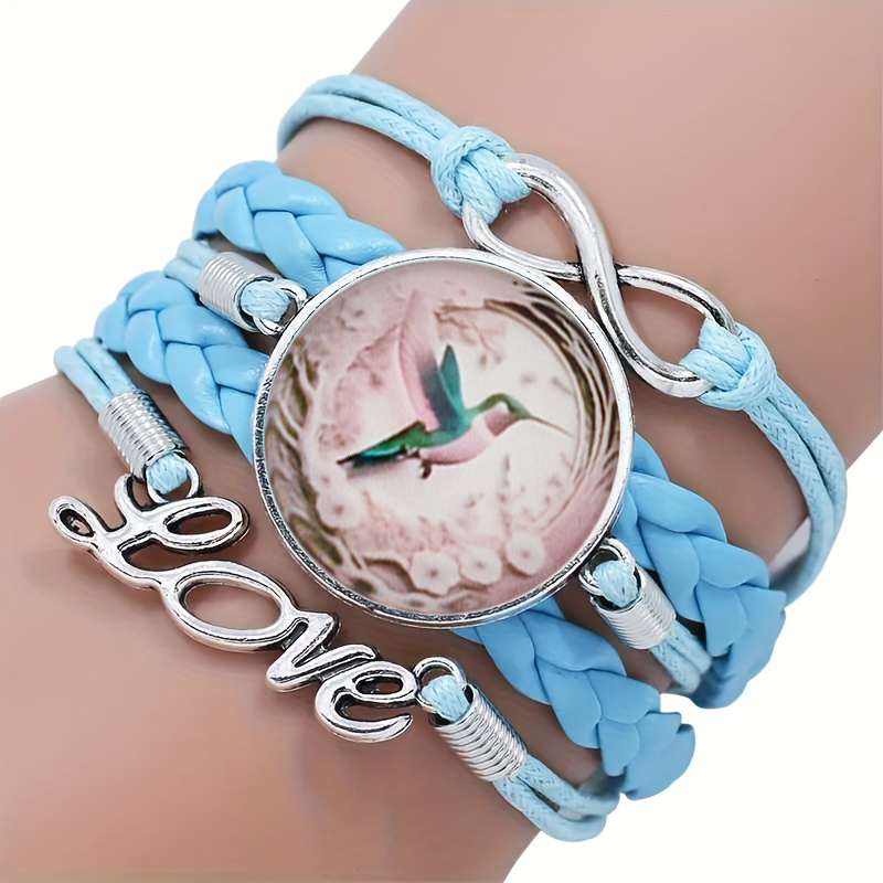 Modern Style Classic Style Letter Bird Pu Leather Inlay Glass Women's Bracelets display picture 4