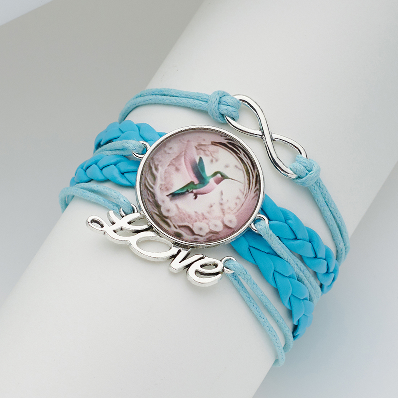 Modern Style Classic Style Letter Bird Pu Leather Inlay Glass Women's Bracelets display picture 5
