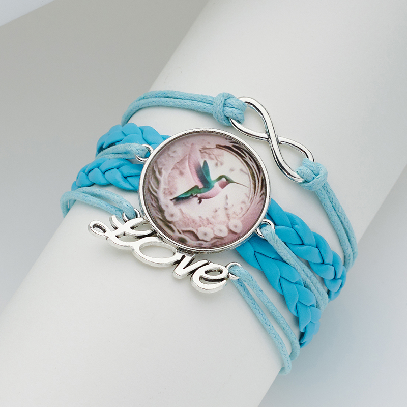 Moderner Stil Klassischer Stil Brief Vogel Pu-Leder Inlay Glas Frau Armbänder display picture 5