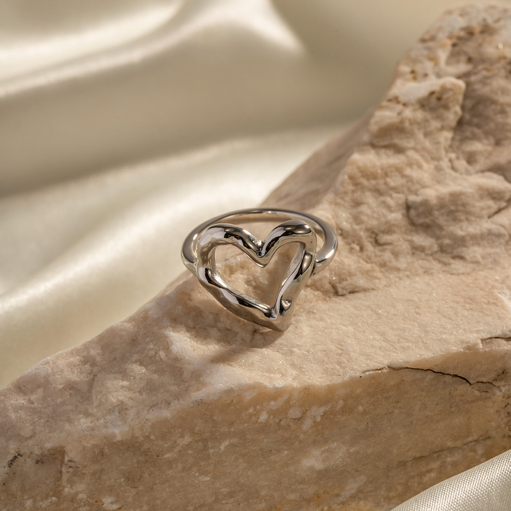 Simple Style Classic Style Heart Shape 316 Stainless Steel  18K Gold Plated Rings In Bulk display picture 4