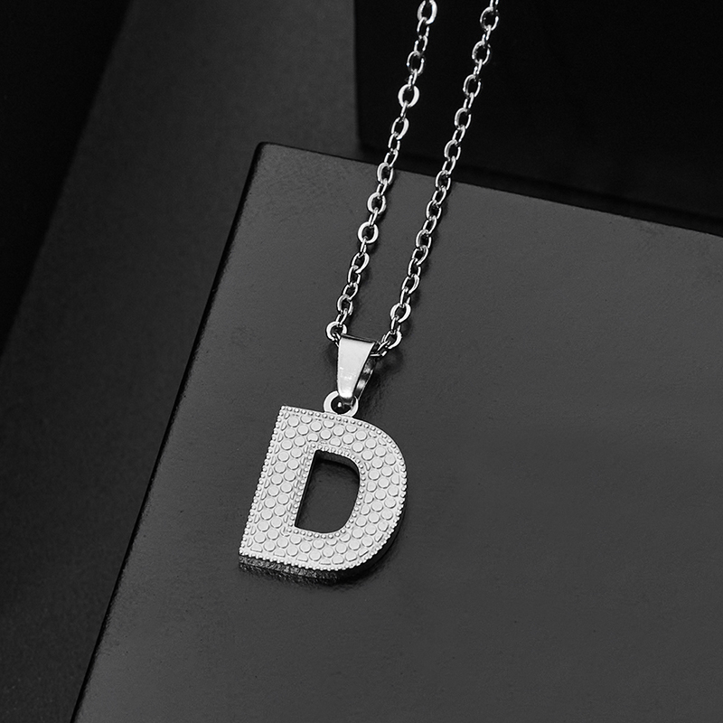 304 Stainless Steel Elegant Chain Letter Pendant Necklace display picture 6