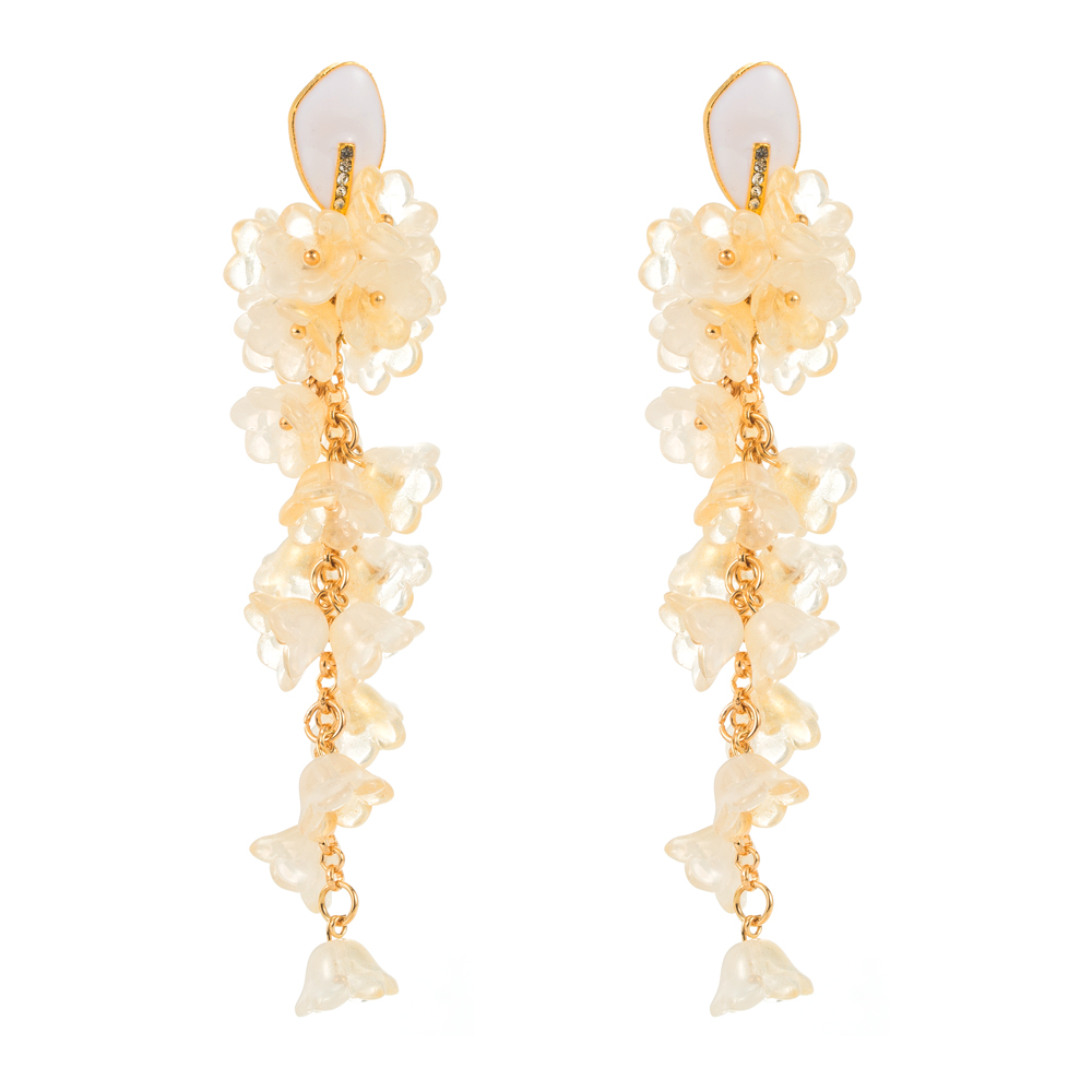 1 Pair Vacation Simple Style Classic Style Flower Plating Alloy Resin 14K Gold Plated Drop Earrings display picture 8