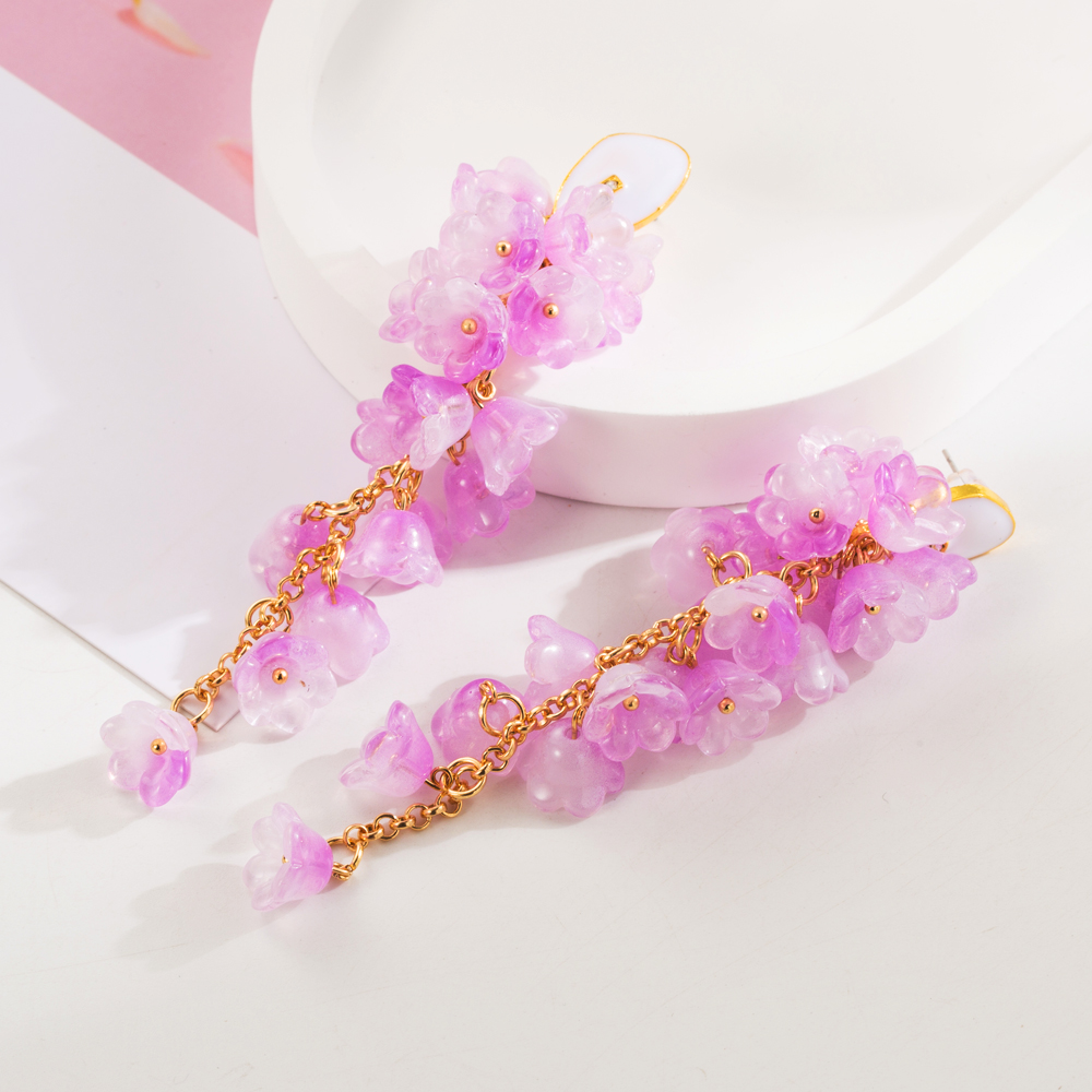1 Pair Vacation Simple Style Classic Style Flower Plating Alloy Resin 14K Gold Plated Drop Earrings display picture 4