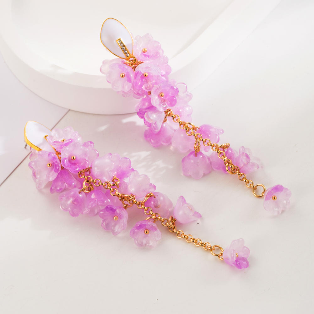 1 Pair Vacation Simple Style Classic Style Flower Plating Alloy Resin 14K Gold Plated Drop Earrings display picture 3