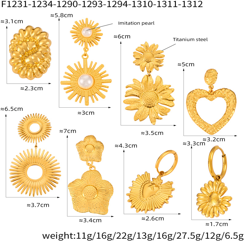 1 Pair Casual Retro Round Heart Shape Flower Plating Inlay 304 Stainless Steel Artificial Pearls 18K Gold Plated Drop Earrings display picture 6