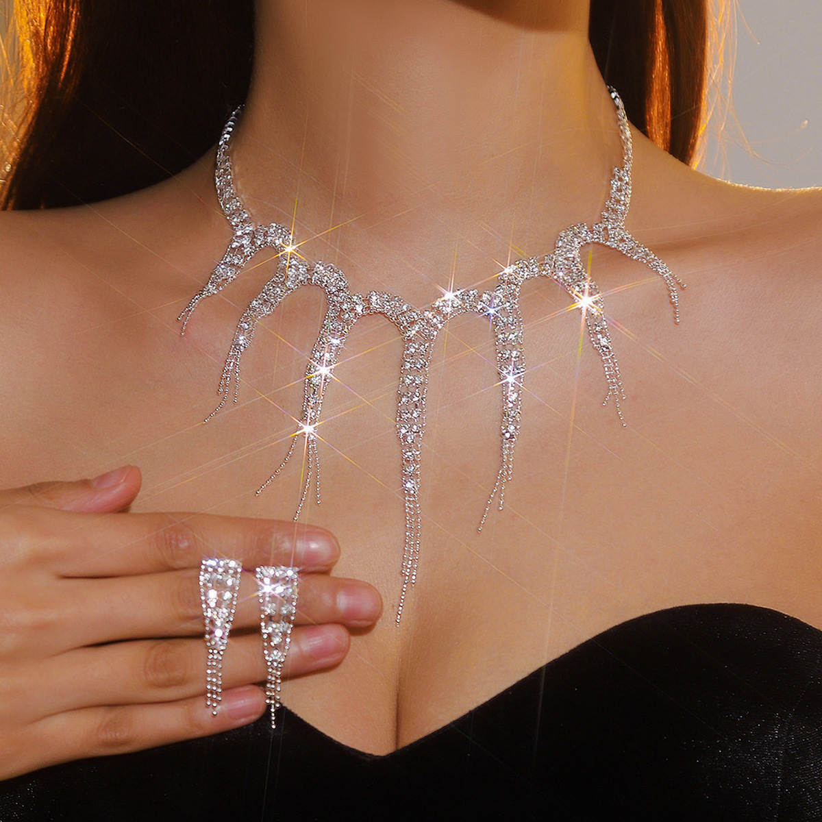 Elegant Lady Streetwear Tassel Rhinestone Inlay Rhinestones Women's Jewelry Set display picture 4