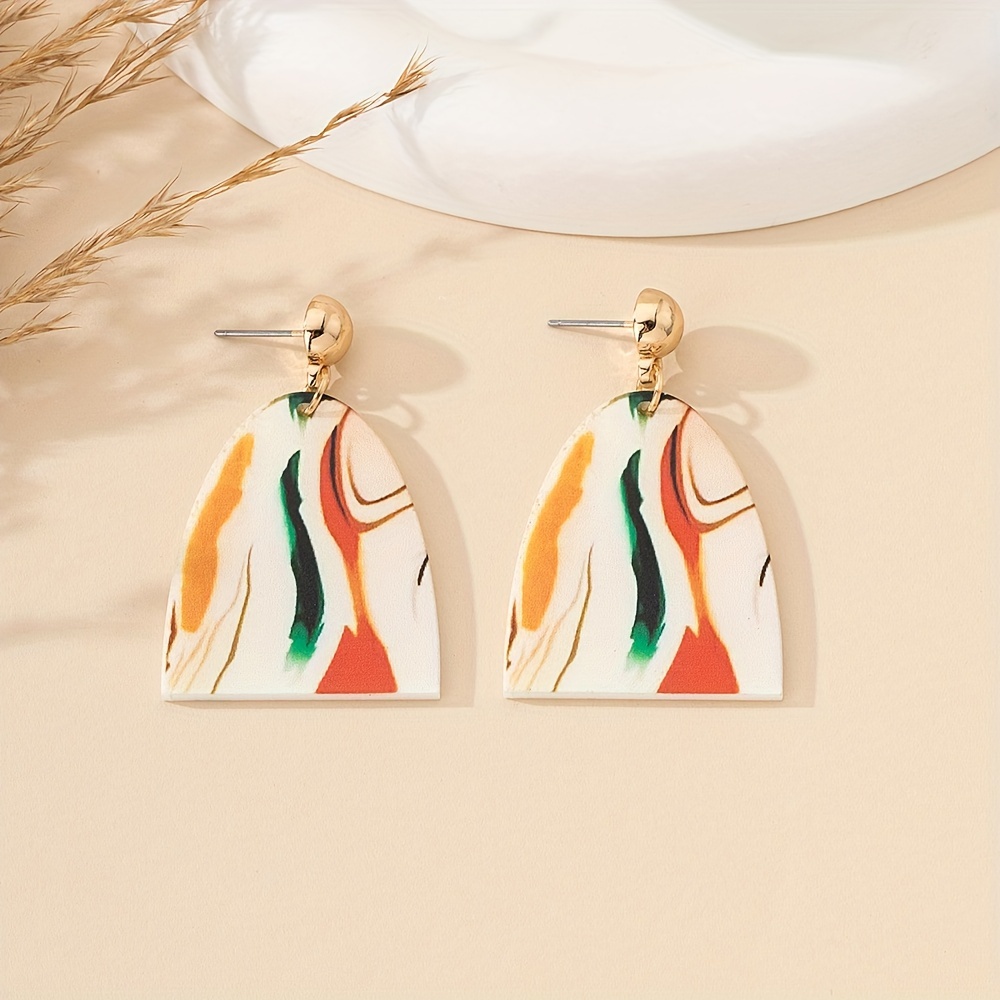 1 Pair Lady Bohemian Geometric Colorful Arylic Drop Earrings display picture 1