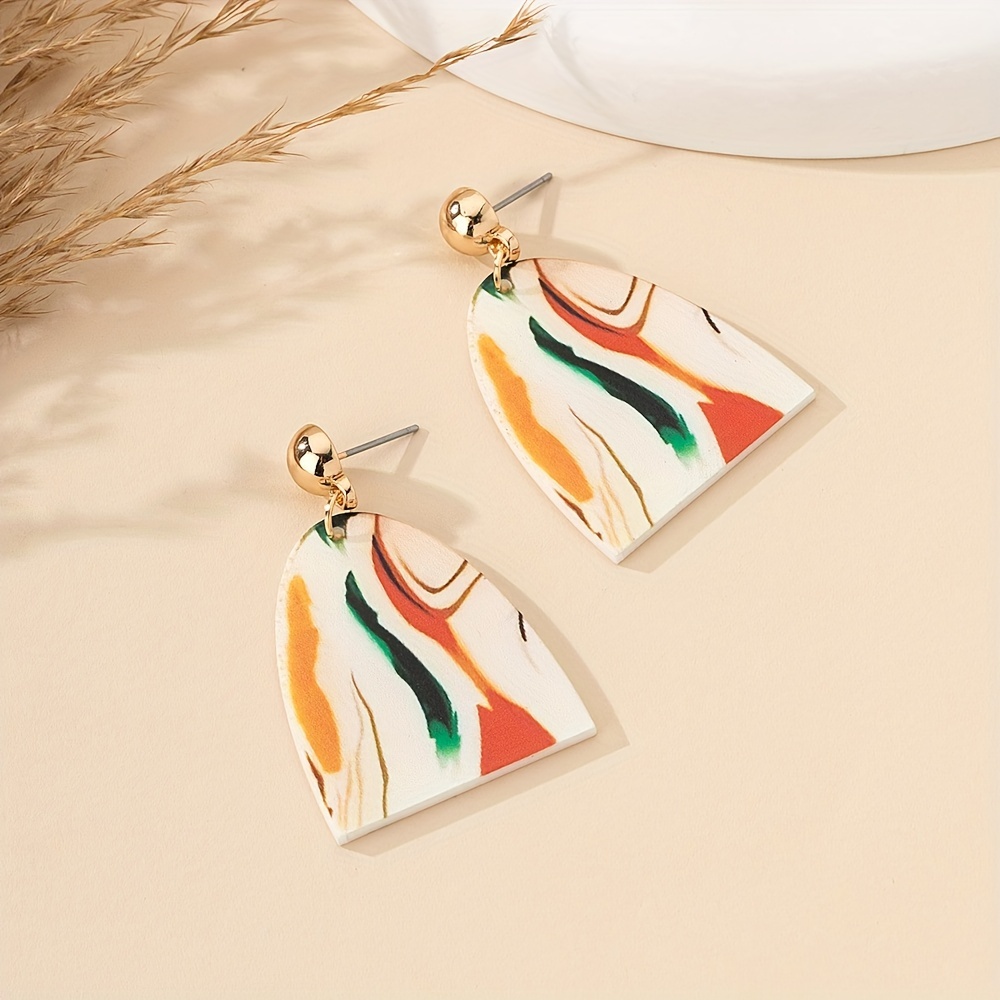 1 Pair Lady Bohemian Geometric Colorful Arylic Drop Earrings display picture 2