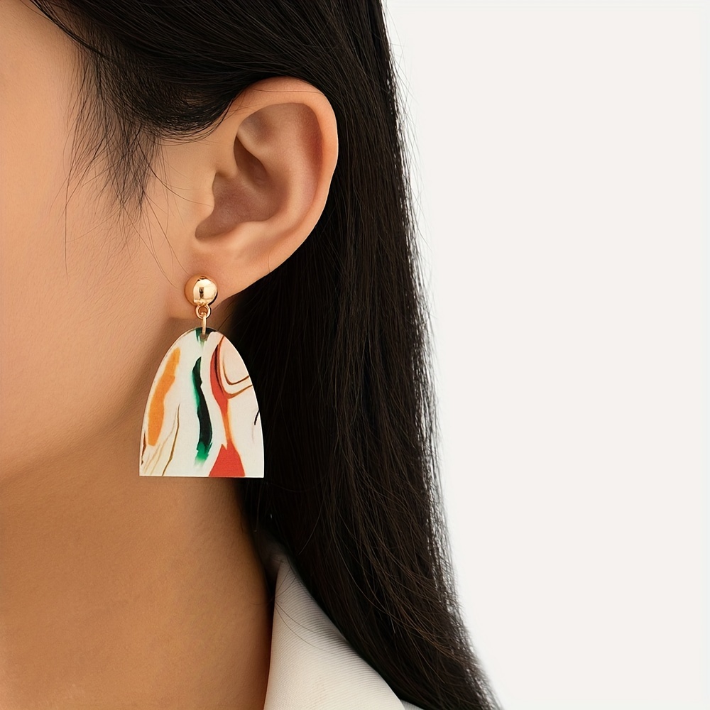 1 Pair Lady Bohemian Geometric Colorful Arylic Drop Earrings display picture 5