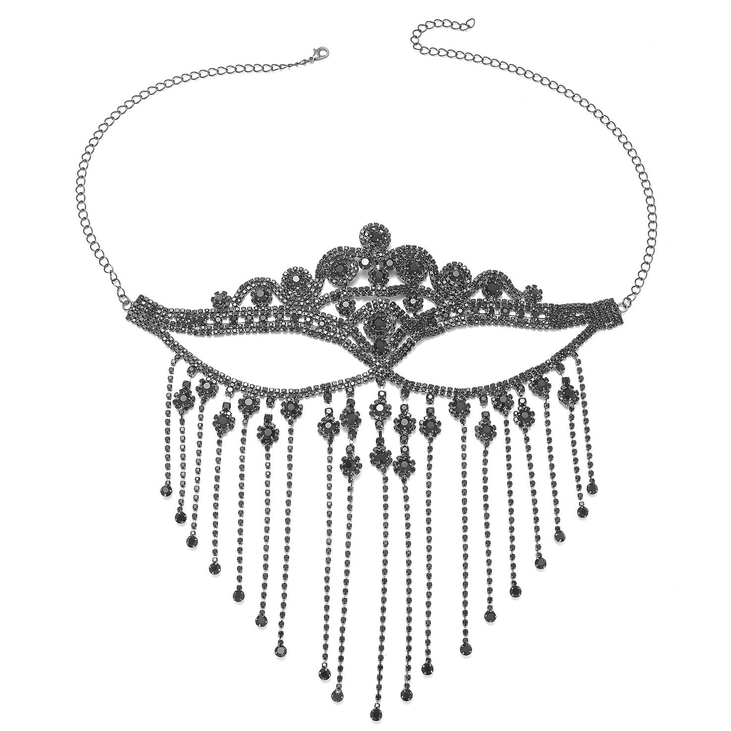 Queen Sexy Solid Color Alloy Rhinestone Braid Hollow Out Rhinestones Women's Mask 1 Piece display picture 1