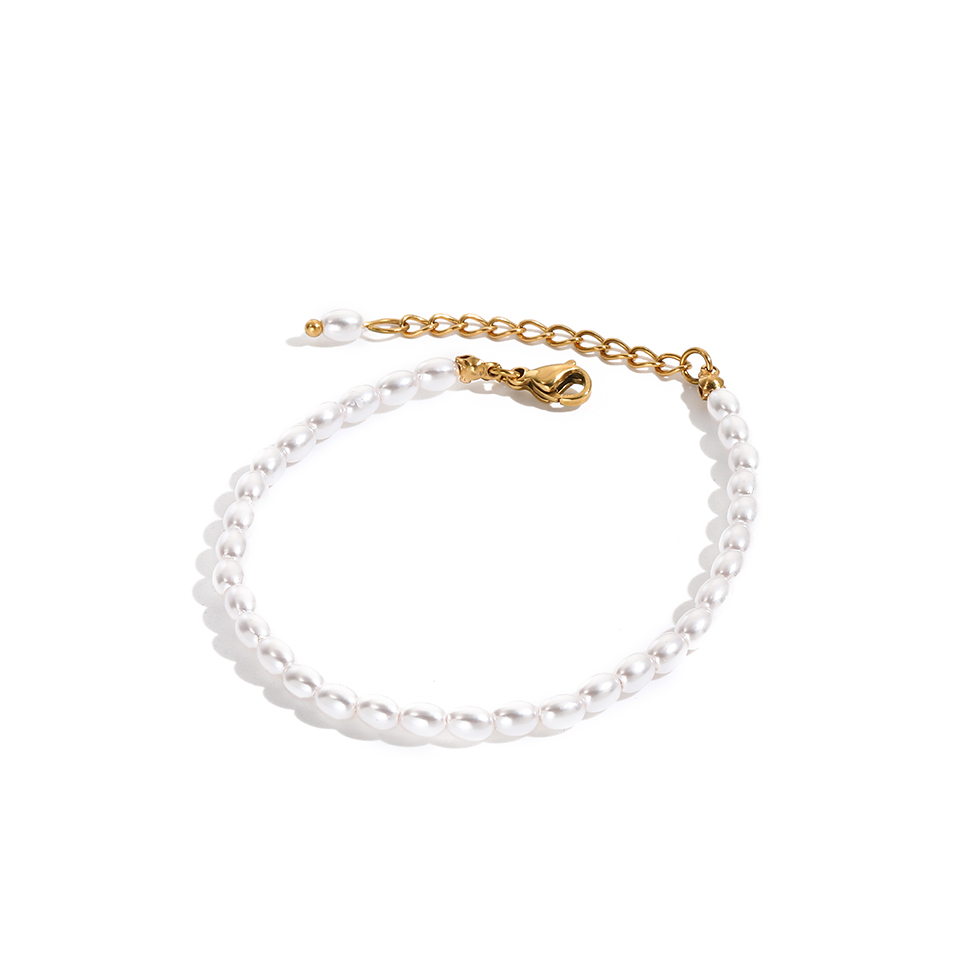 Wholesale Jewelry Basic Modern Style Classic Style Geometric 304 Stainless Steel Artificial Pearl 14K Gold Plated Beaded Bracelets display picture 2