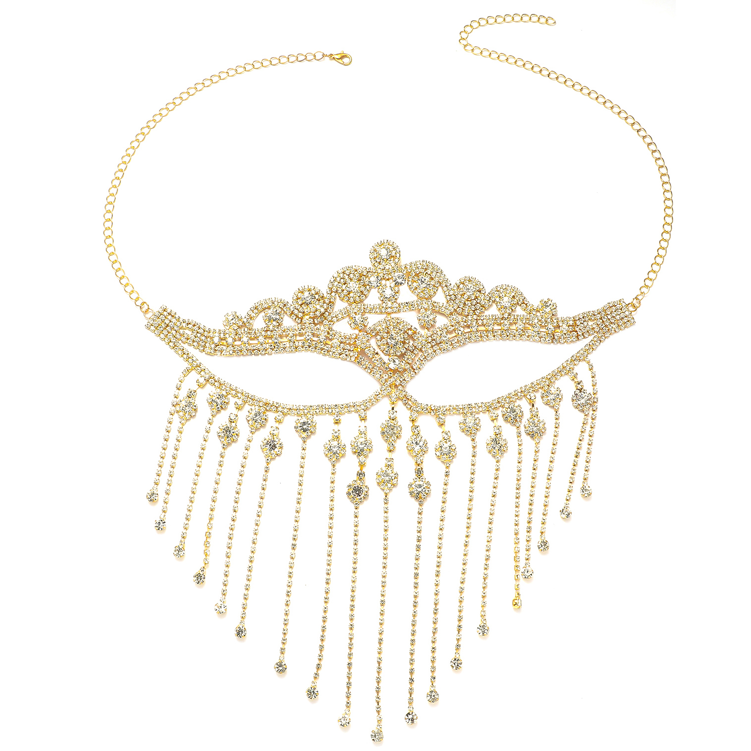 Queen Sexy Solid Color Alloy Rhinestone Braid Hollow Out Rhinestones Women's Mask 1 Piece display picture 16