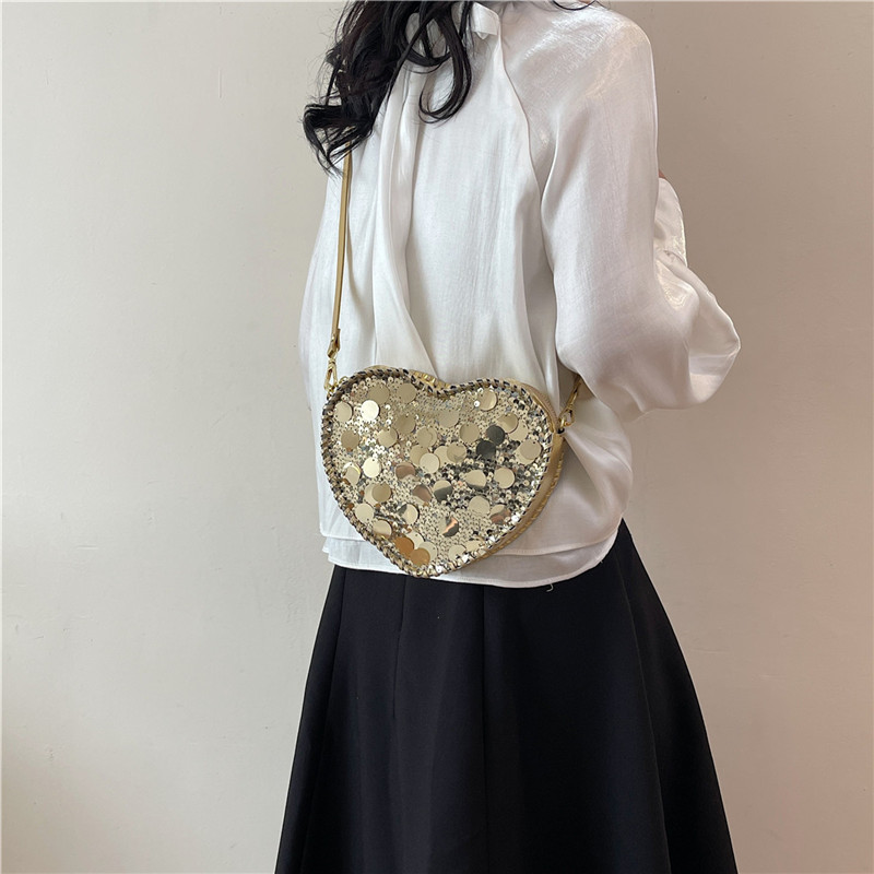 Women's Medium Sequin Solid Color Streetwear Sequins Zipper Crossbody Bag display picture 10