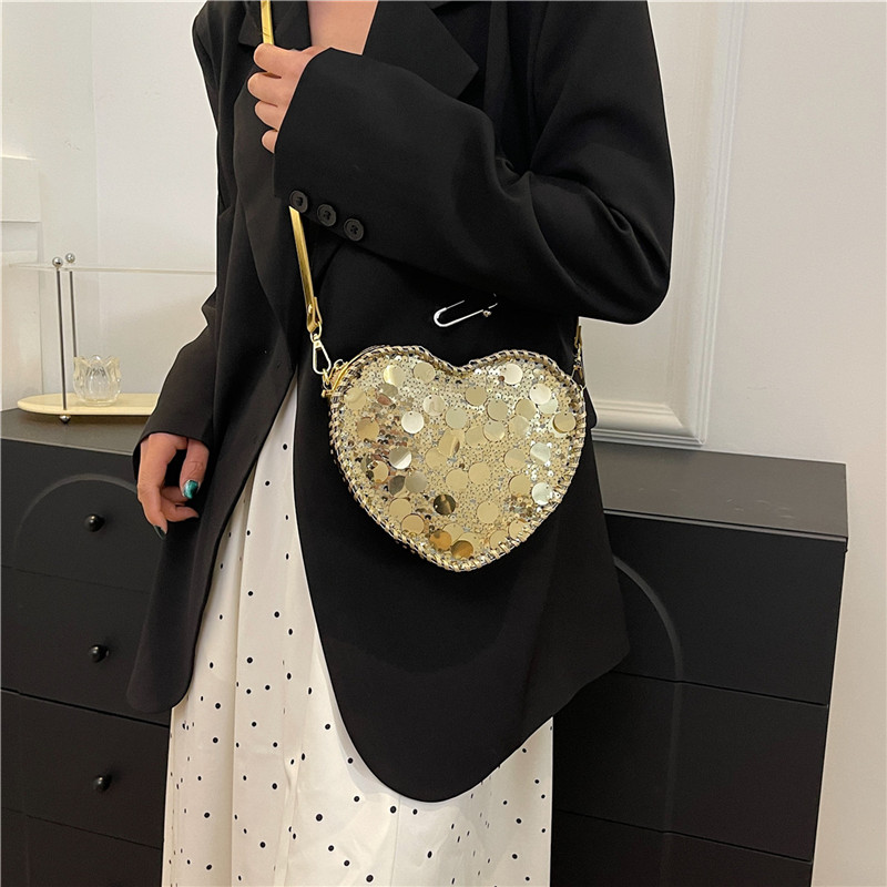 Women's Medium Sequin Solid Color Streetwear Sequins Zipper Crossbody Bag display picture 15