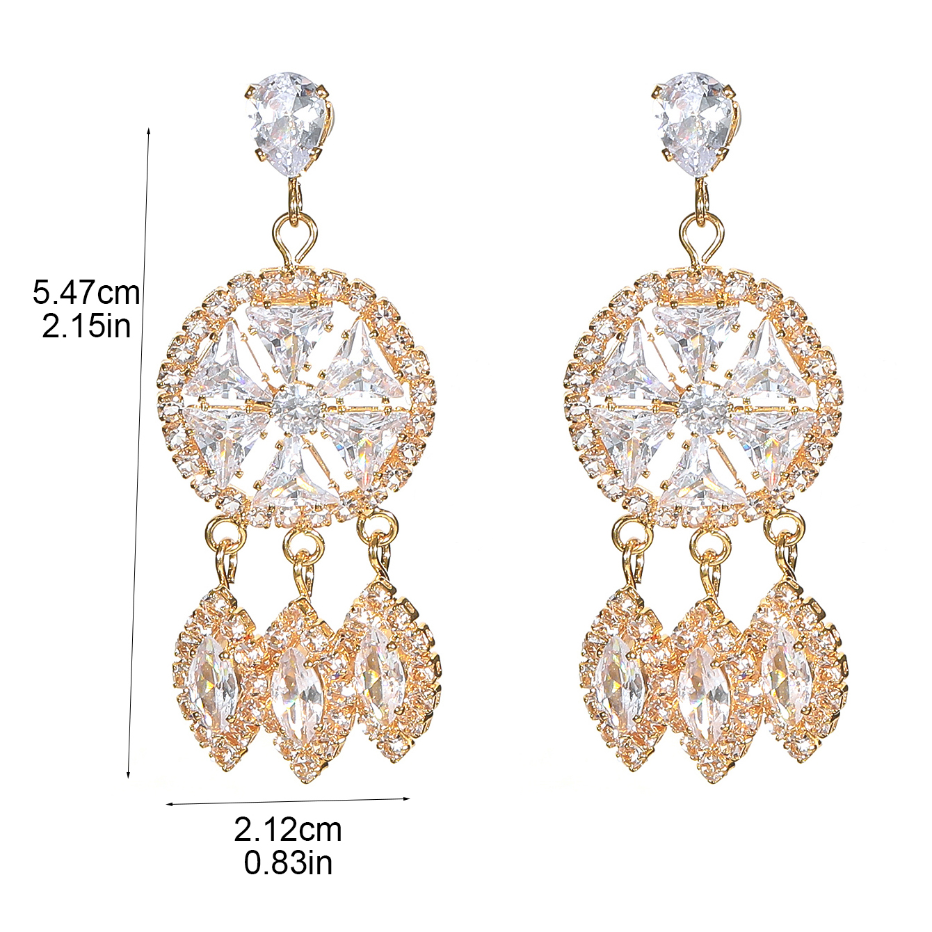 1 Pair Elegant Lady Bridal Tassel Inlay Rhinestone Rhinestones Drop Earrings display picture 4