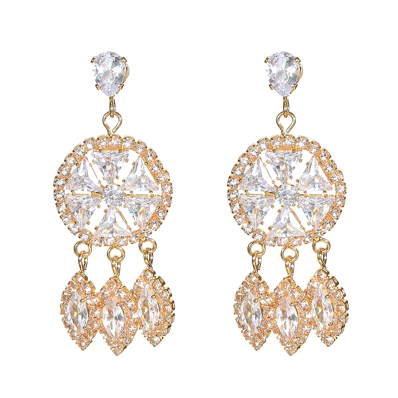1 Pair Elegant Lady Bridal Tassel Inlay Rhinestone Rhinestones Drop Earrings display picture 2