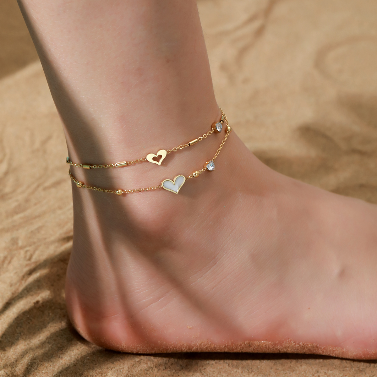 Hawaiian Tropical Cool Style Eye Solid Color Butterfly 304 Stainless Steel Plating Inlay Shell 18K Gold Plated Women's Anklet display picture 5