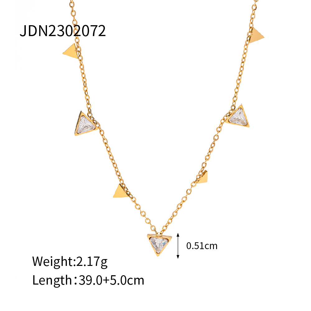 304 Stainless Steel 18K Gold Plated Simple Style Classic Style Plating Inlay Solid Color Zircon Necklace display picture 6