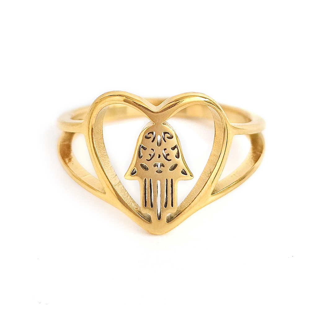 Simple Style Classic Style Heart Shape 304 Stainless Steel Gold Plated Rings In Bulk display picture 2