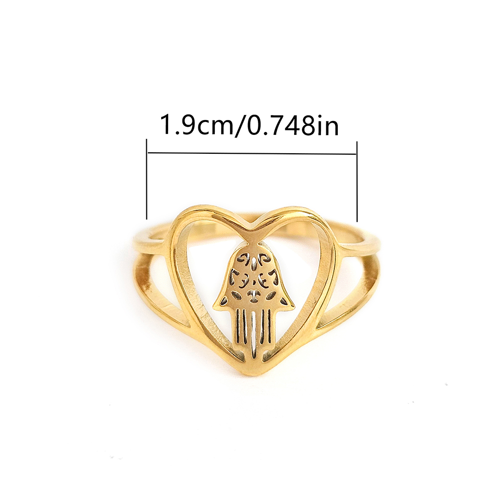 Estilo Simple Estilo Clásico Forma De Corazón Acero Inoxidable 304 Chapado En Oro Anillos Al Mayoreo display picture 1