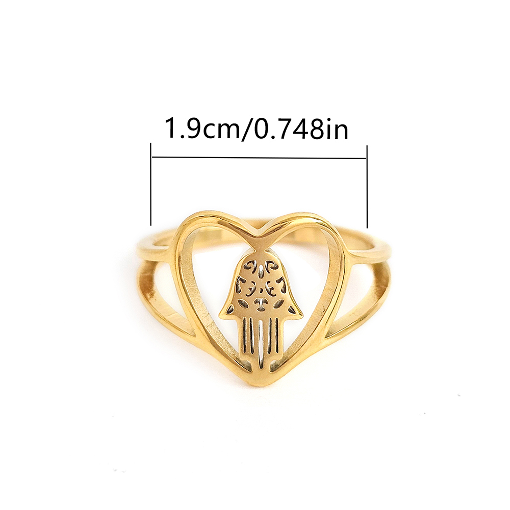 Simple Style Classic Style Heart Shape 304 Stainless Steel Gold Plated Rings In Bulk display picture 1