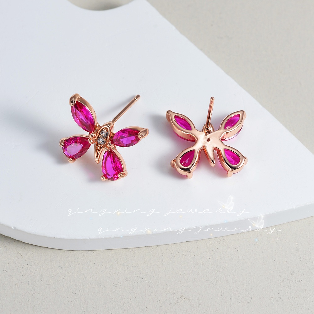 1 Pair Casual Cute Flower Plating Inlay Brass Artificial Gemstones Zircon 16K Gold Plated Rose Gold Plated White Gold Plated Ear Studs display picture 3
