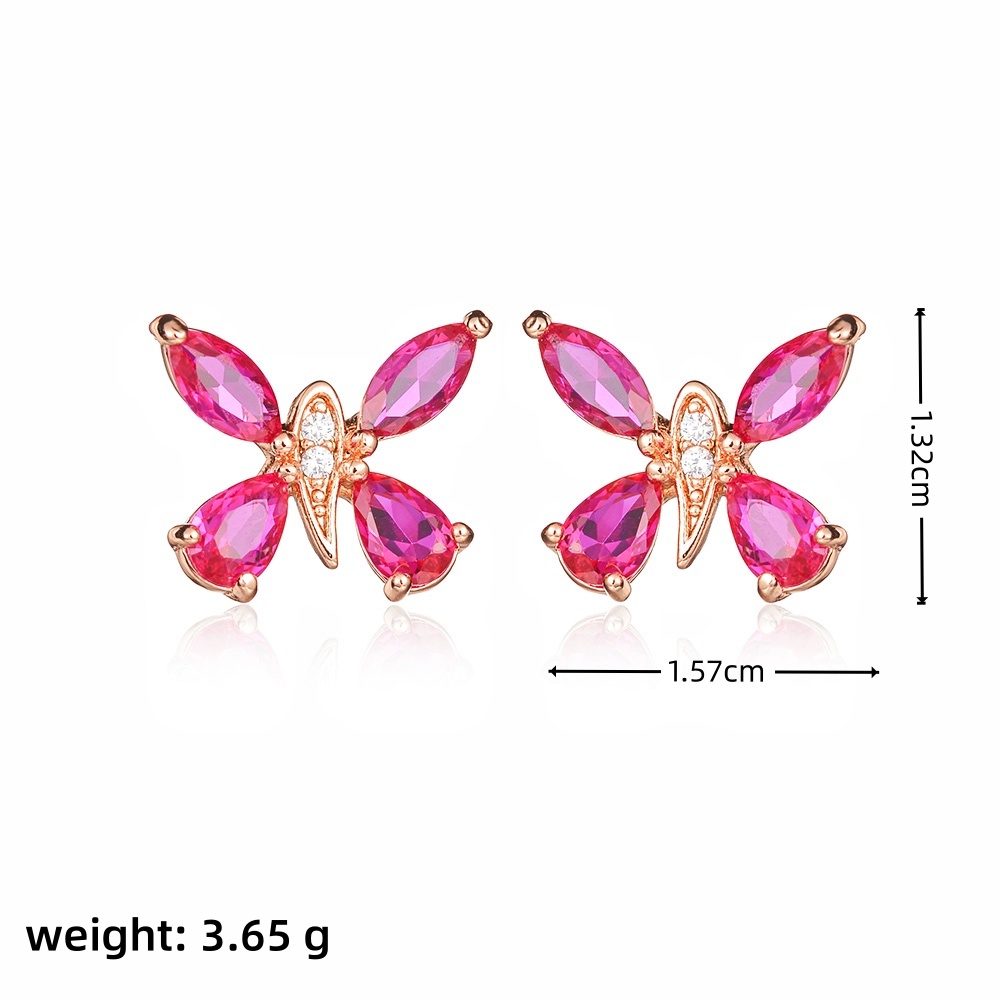 1 Pair Casual Cute Flower Plating Inlay Brass Artificial Gemstones Zircon 16K Gold Plated Rose Gold Plated White Gold Plated Ear Studs display picture 2