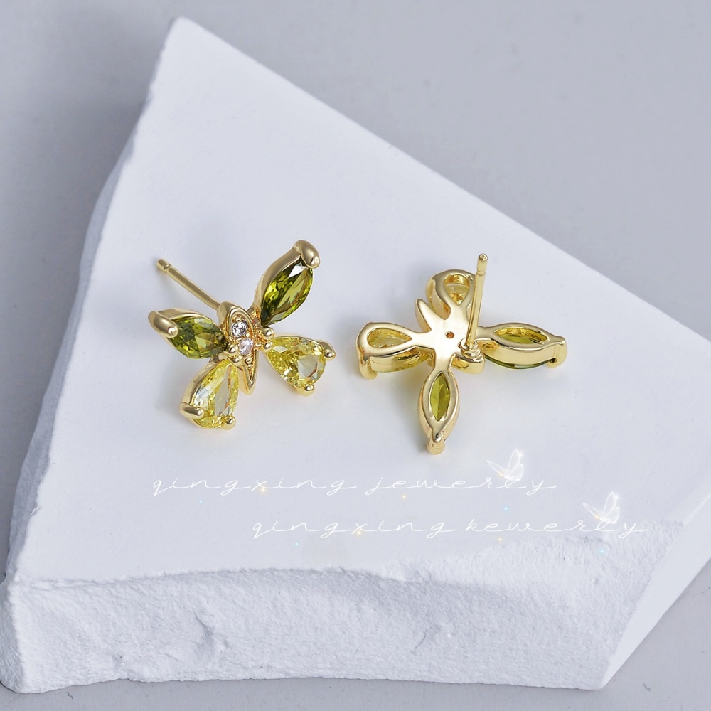 1 Pair Casual Cute Flower Plating Inlay Brass Artificial Gemstones Zircon 16K Gold Plated Rose Gold Plated White Gold Plated Ear Studs display picture 5