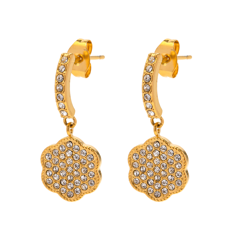 1 Pair Simple Style Classic Style Flower Plating 304 Stainless Steel 18K Gold Plated Drop Earrings display picture 7