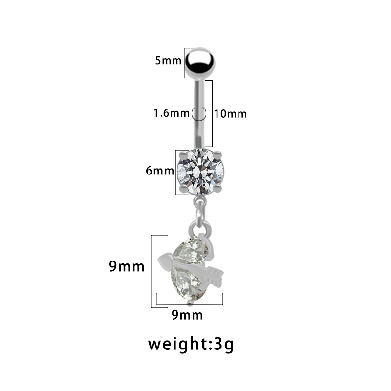 1 Piece Belly Rings Pastoral Shiny Star Moon Heart Shape 316 Stainless Steel  Alloy Plating Inlay Resin Rhinestones Glass White Gold Plated display picture 1