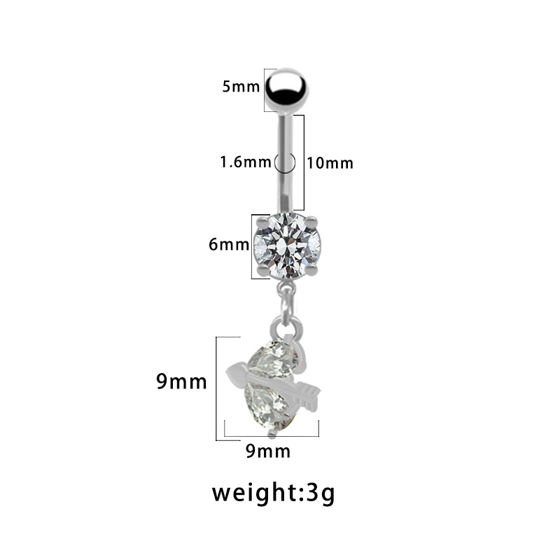 1 Stück Bauchnabelpiercing Pastoral Glänzend Stern Mond Herzform Edelstahl 316 Legierung Überzug Inlay Harz Strasssteine Glas Weißgold Plattiert display picture 1