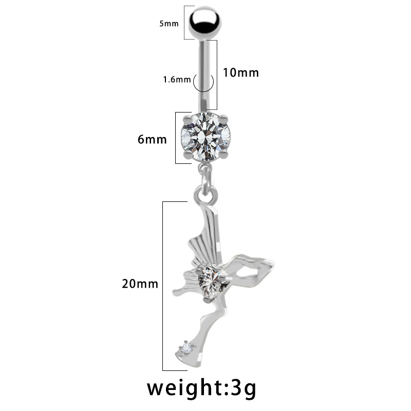 1 Piece Belly Rings Pastoral Shiny Star Moon Heart Shape 316 Stainless Steel  Alloy Plating Inlay Resin Rhinestones Glass White Gold Plated display picture 5