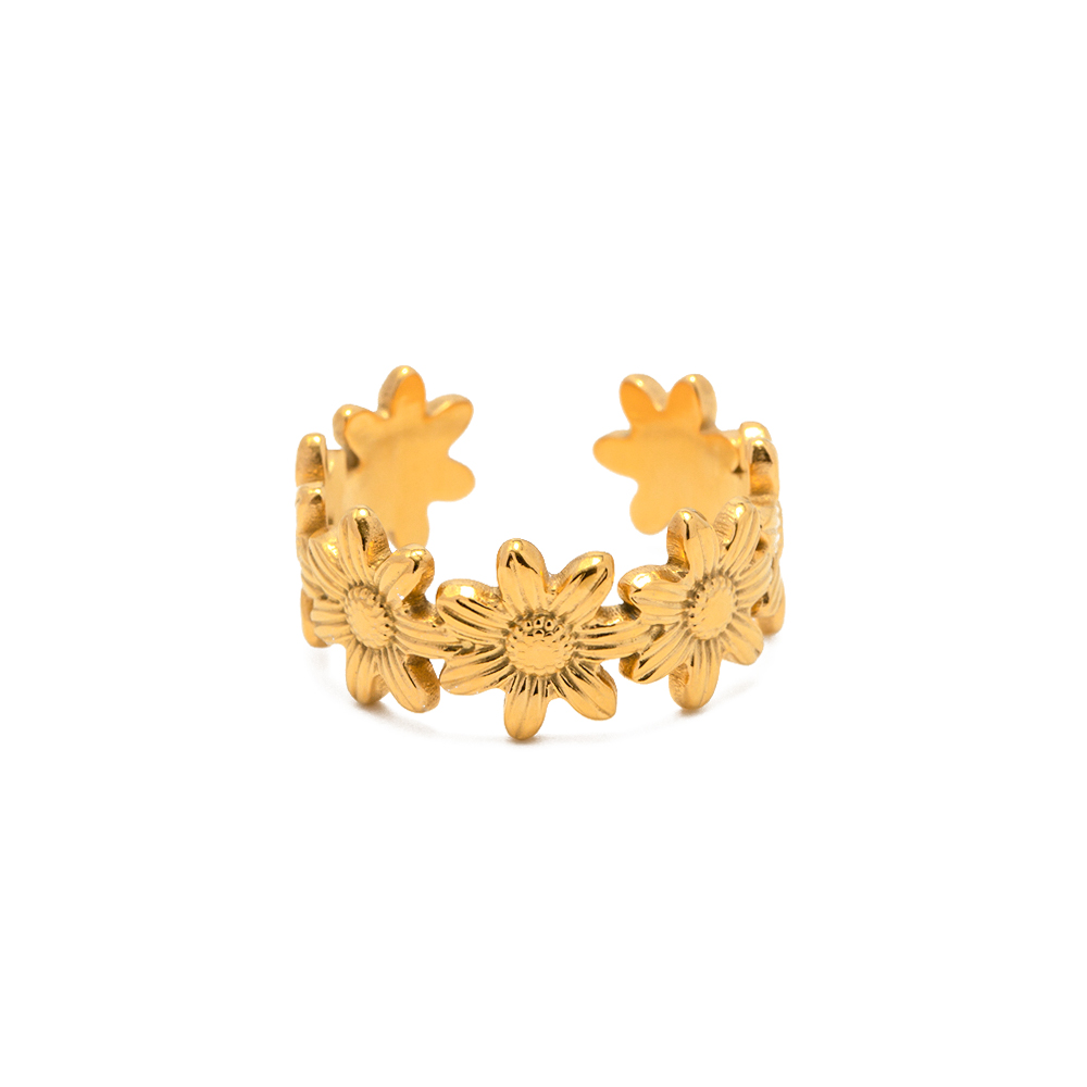 Simple Style Classic Style Flower 304 Stainless Steel 18K Gold Plated Rings In Bulk display picture 7
