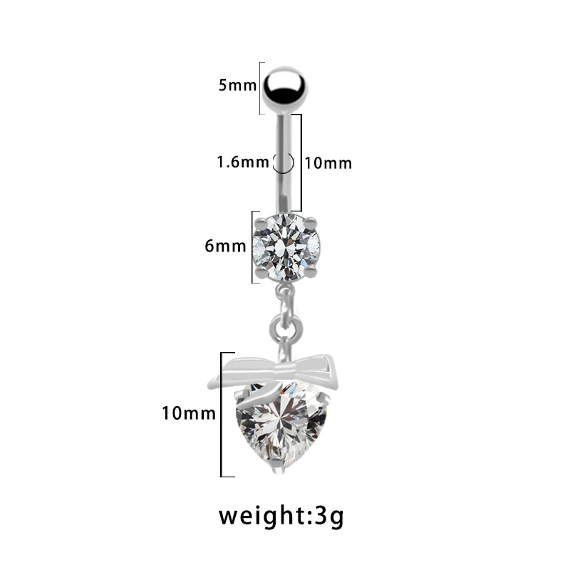 1 Piece Belly Rings Pastoral Shiny Star Moon Heart Shape 316 Stainless Steel  Alloy Plating Inlay Resin Rhinestones Glass White Gold Plated display picture 4