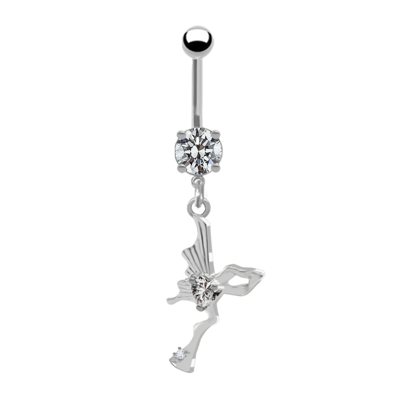 1 Piece Belly Rings Pastoral Shiny Star Moon Heart Shape 316 Stainless Steel  Alloy Plating Inlay Resin Rhinestones Glass White Gold Plated display picture 17