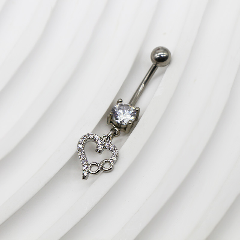 1 Piece Belly Rings Pastoral Shiny Star Moon Heart Shape 316 Stainless Steel  Alloy Plating Inlay Resin Rhinestones Glass White Gold Plated display picture 24