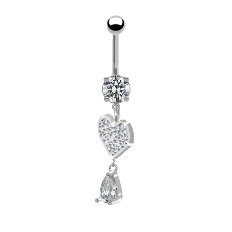 1 Piece Belly Rings Pastoral Shiny Star Moon Heart Shape 316 Stainless Steel  Alloy Plating Inlay Resin Rhinestones Glass White Gold Plated display picture 21
