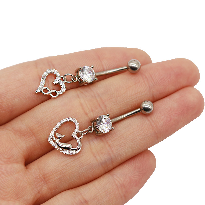 1 Piece Belly Rings Pastoral Shiny Star Moon Heart Shape 316 Stainless Steel  Alloy Plating Inlay Resin Rhinestones Glass White Gold Plated display picture 41
