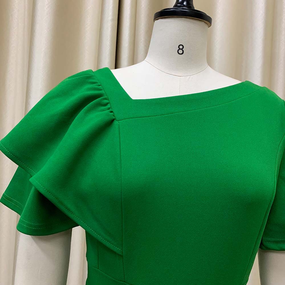 Women's Regular Dress Casual Round Neck Ruffles Short Sleeve Solid Color Midi Dress Street display picture 9