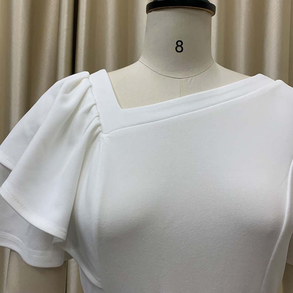 Women's Regular Dress Casual Round Neck Ruffles Short Sleeve Solid Color Midi Dress Street display picture 14