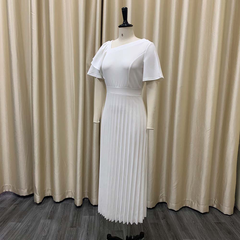 Women's Regular Dress Casual Round Neck Ruffles Short Sleeve Solid Color Midi Dress Street display picture 22