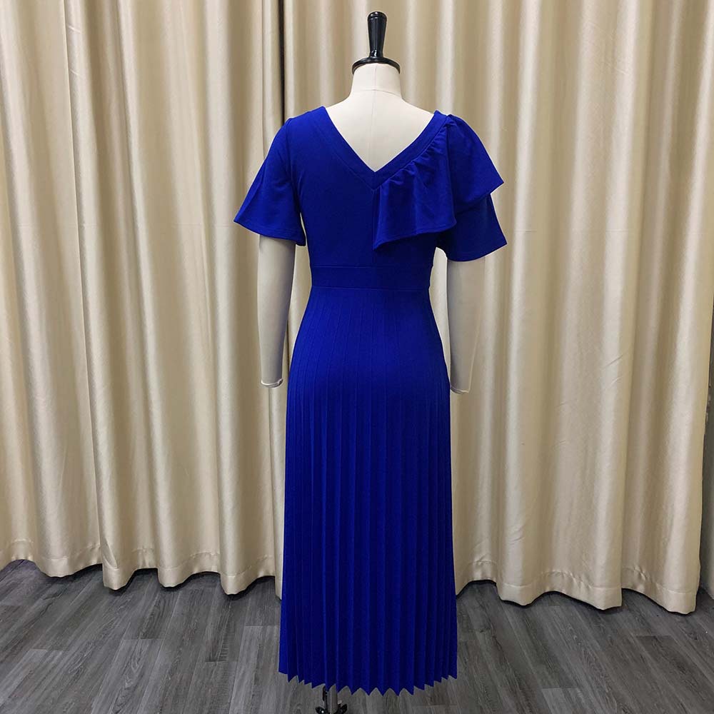 Women's Regular Dress Casual Round Neck Ruffles Short Sleeve Solid Color Midi Dress Street display picture 26