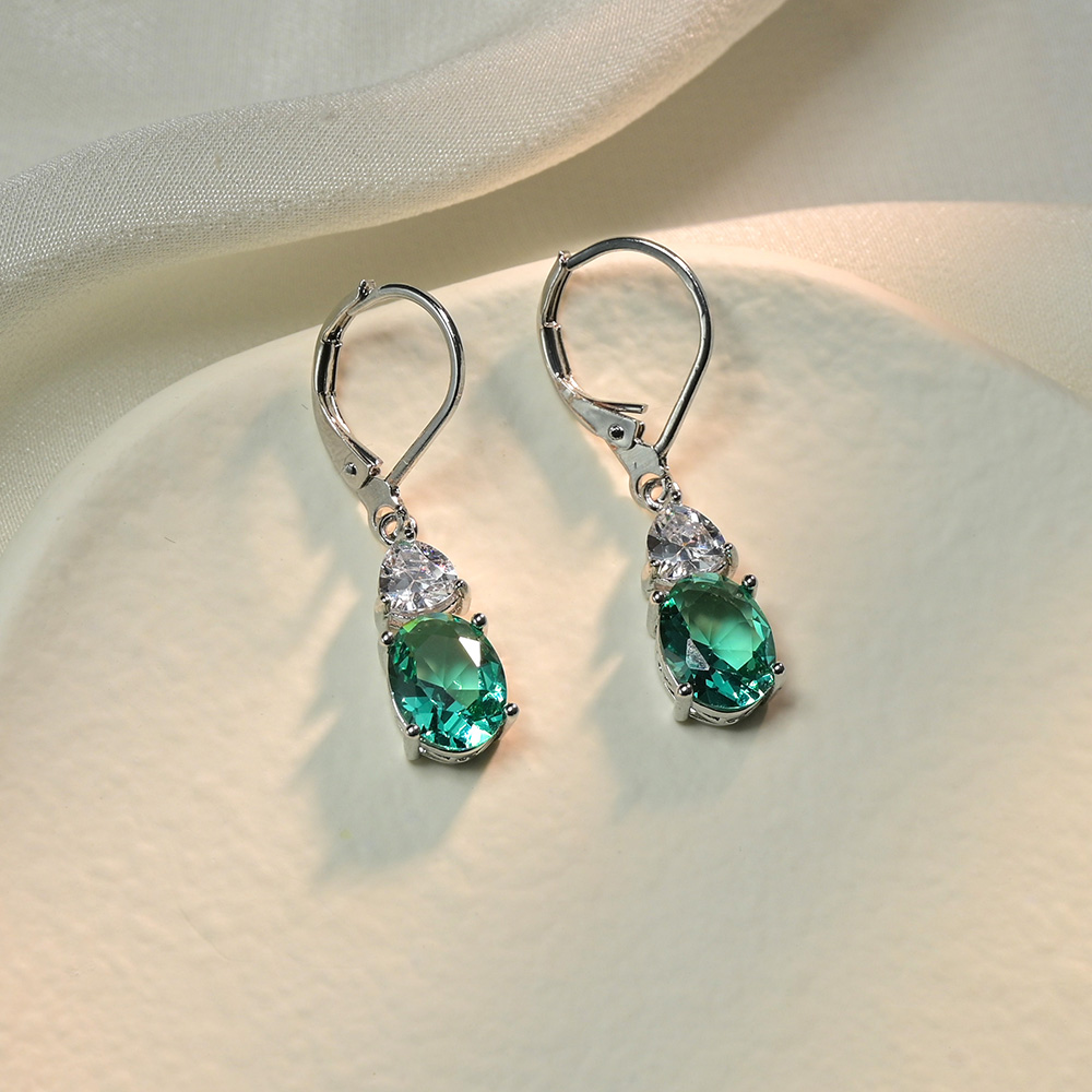 1 Pair Casual Vacation Solid Color Plating Inlay Copper Copper Alloy Crystal Zircon Drop Earrings display picture 3