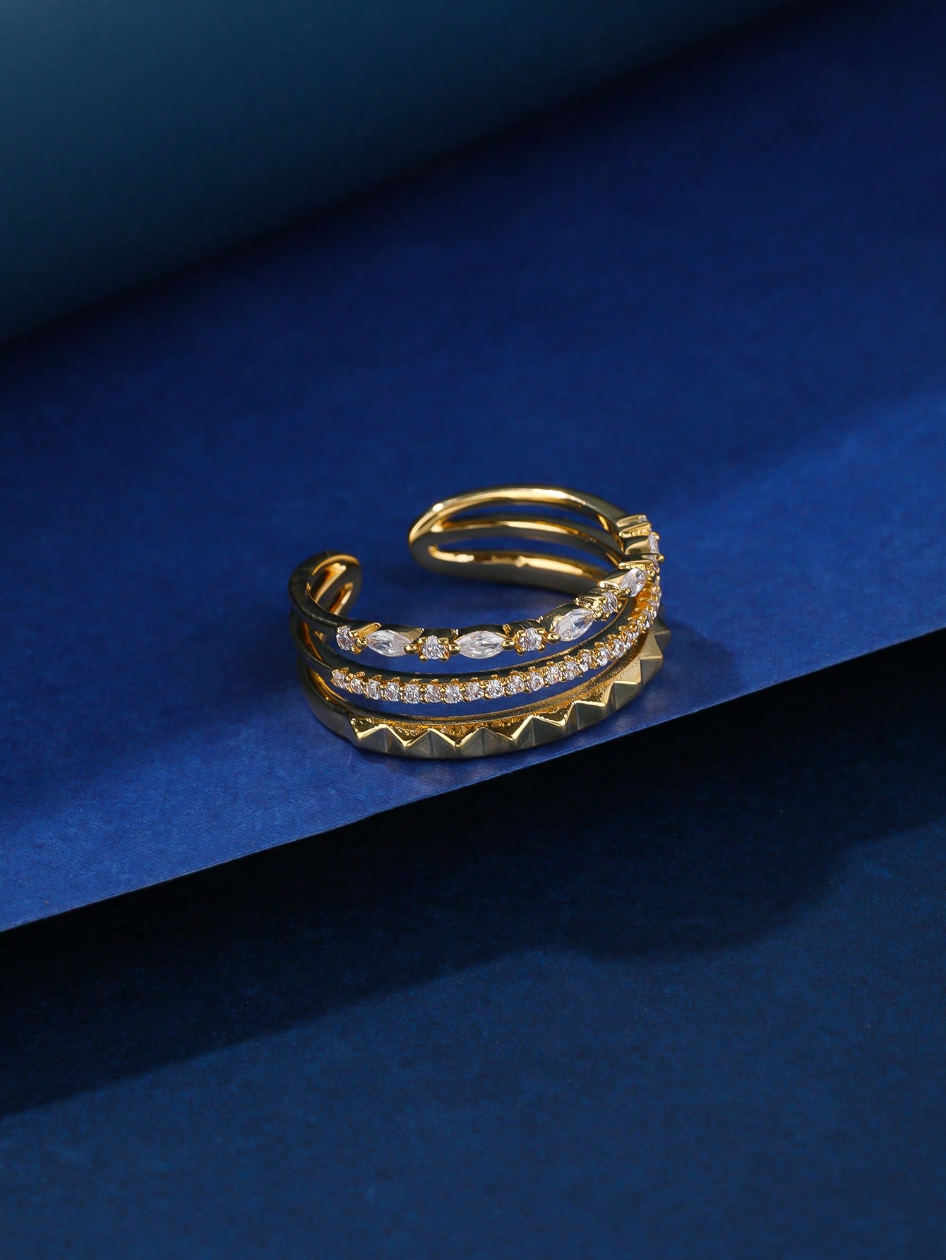 Kupfer Lässig Pendeln Glänzend Überzug Inlay Geometrisch Zirkon Ringe display picture 1