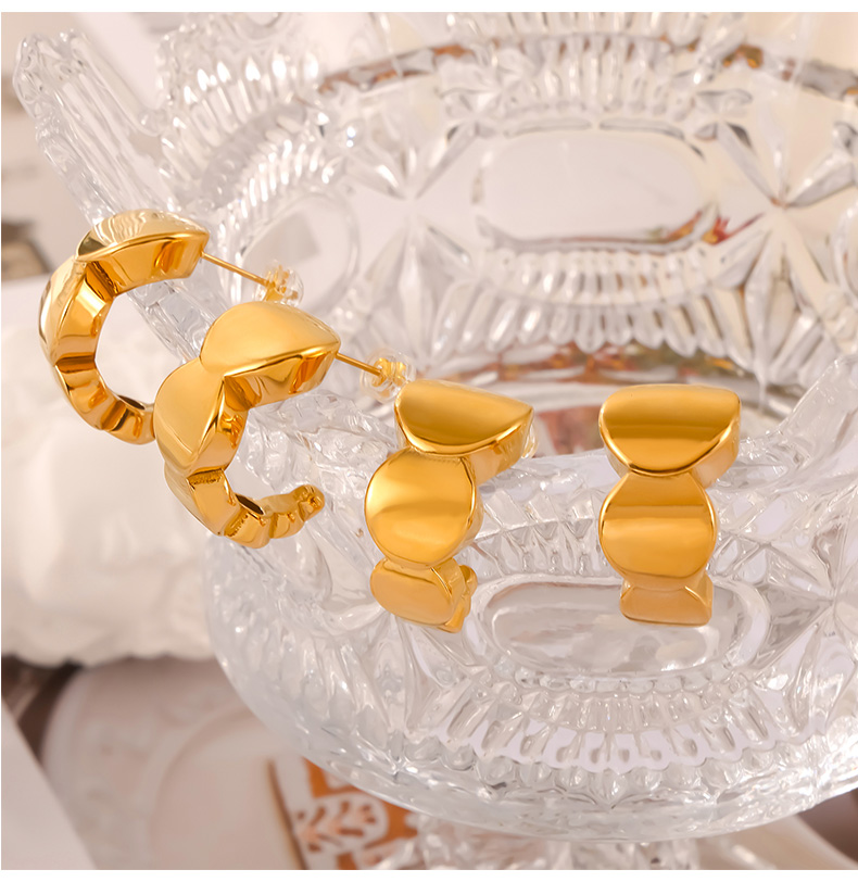 1 Pair Elegant Lady C Shape Round Plating 304 Stainless Steel 18K Gold Plated Earrings display picture 4
